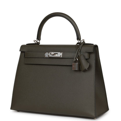 Hermes Kelly Sellier 28 Vert De Gris Epsom Palladium Hardware