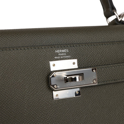 Hermes Kelly Sellier 28 Vert De Gris Epsom Palladium Hardware