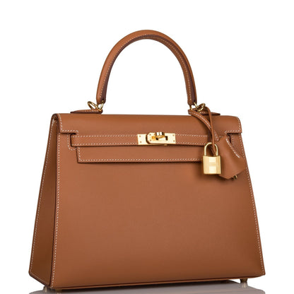 Hermes Kelly Sellier 25 Gold Epsom Gold Hardware