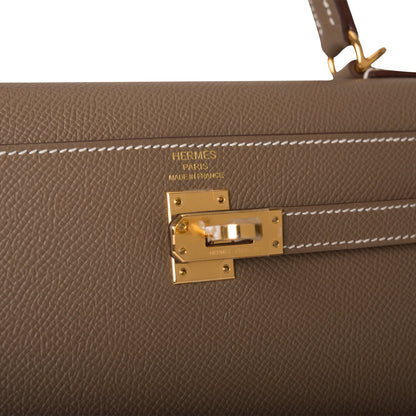 Hermes Kelly Sellier 25 Etoupe Epsom Gold Hardware