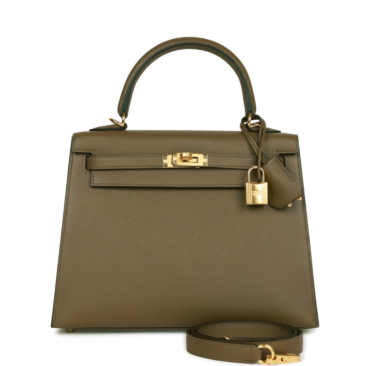 Hermes Kelly Sellier 25 Vert Olive Epsom Gold Hardware