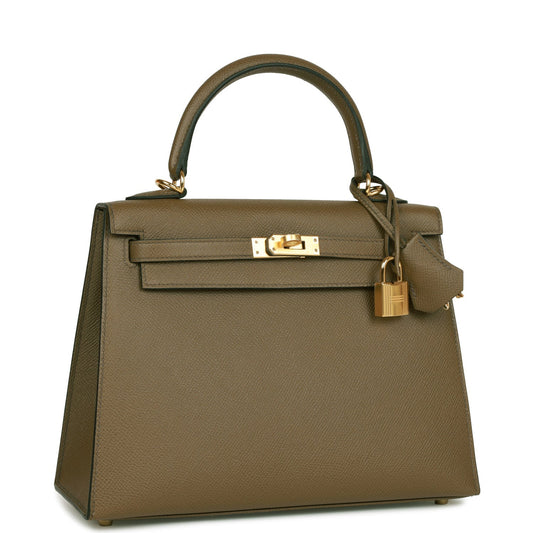 Hermes Kelly Sellier 25 Vert Olive Epsom Gold Hardware