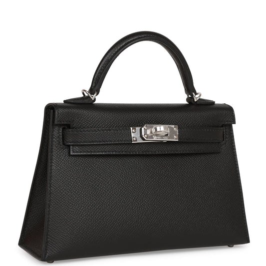 Hermes Kelly Sellier 20 Black Epsom Palladium Hardware