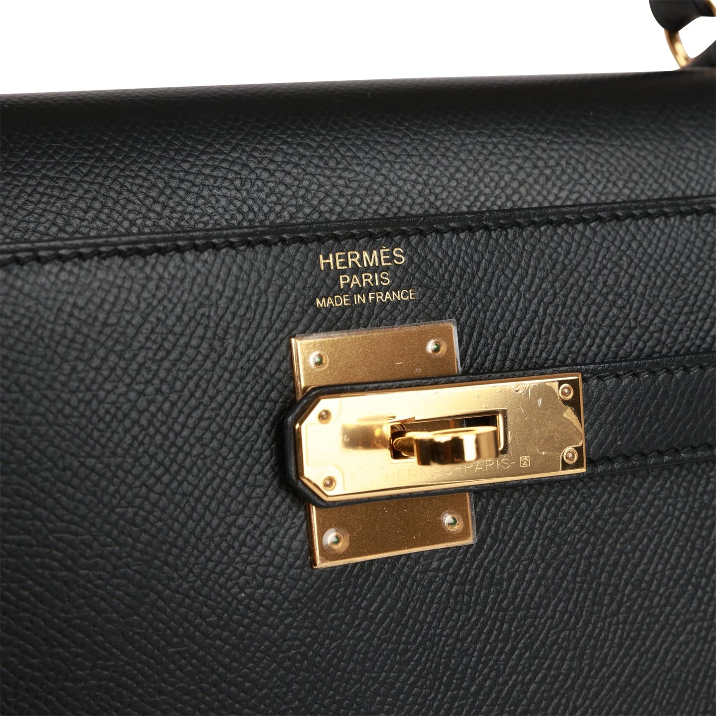 Hermes Kelly Sellier 32 Black Epsom Gold Hardware