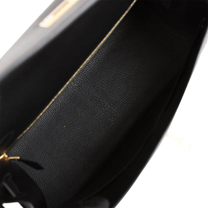 Hermes Kelly Sellier 32 Black Epsom Gold Hardware