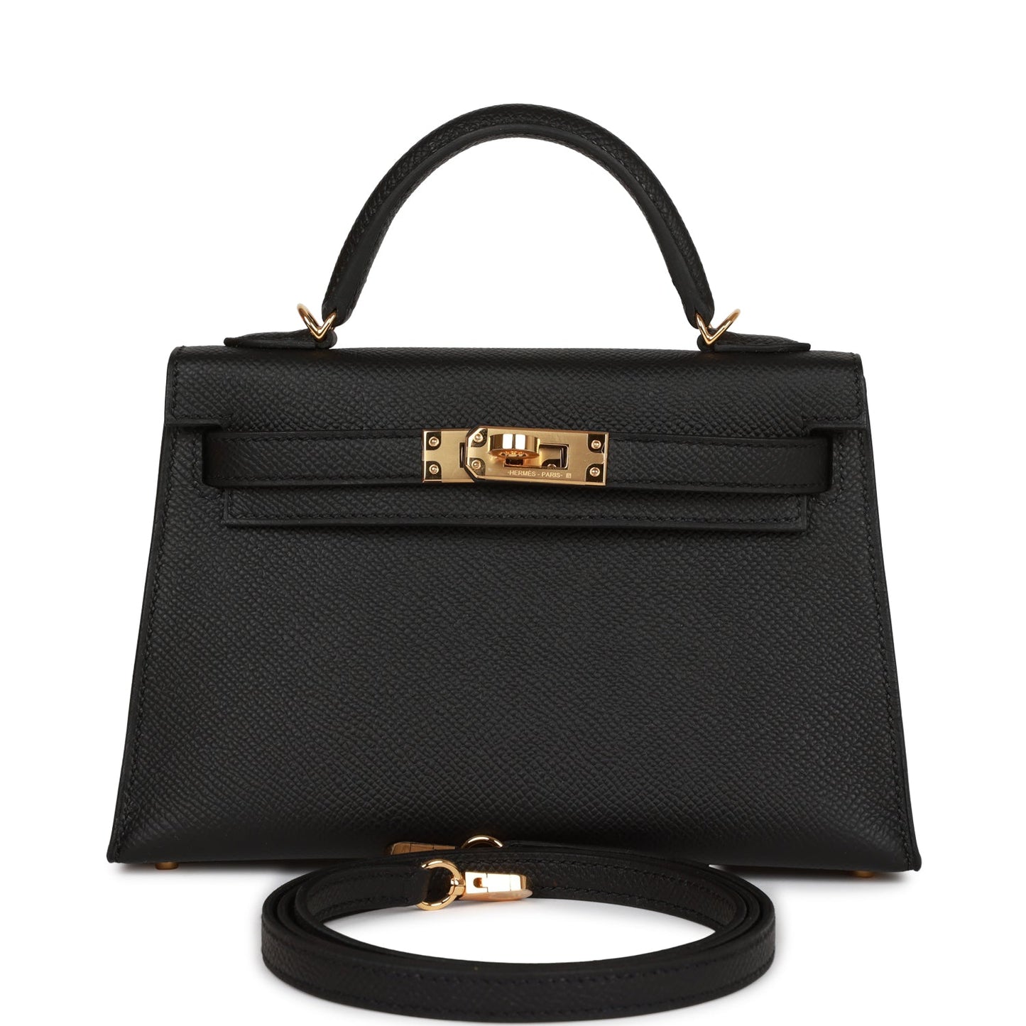 Hermes Kelly Sellier 20 Black Epsom Gold Hardware