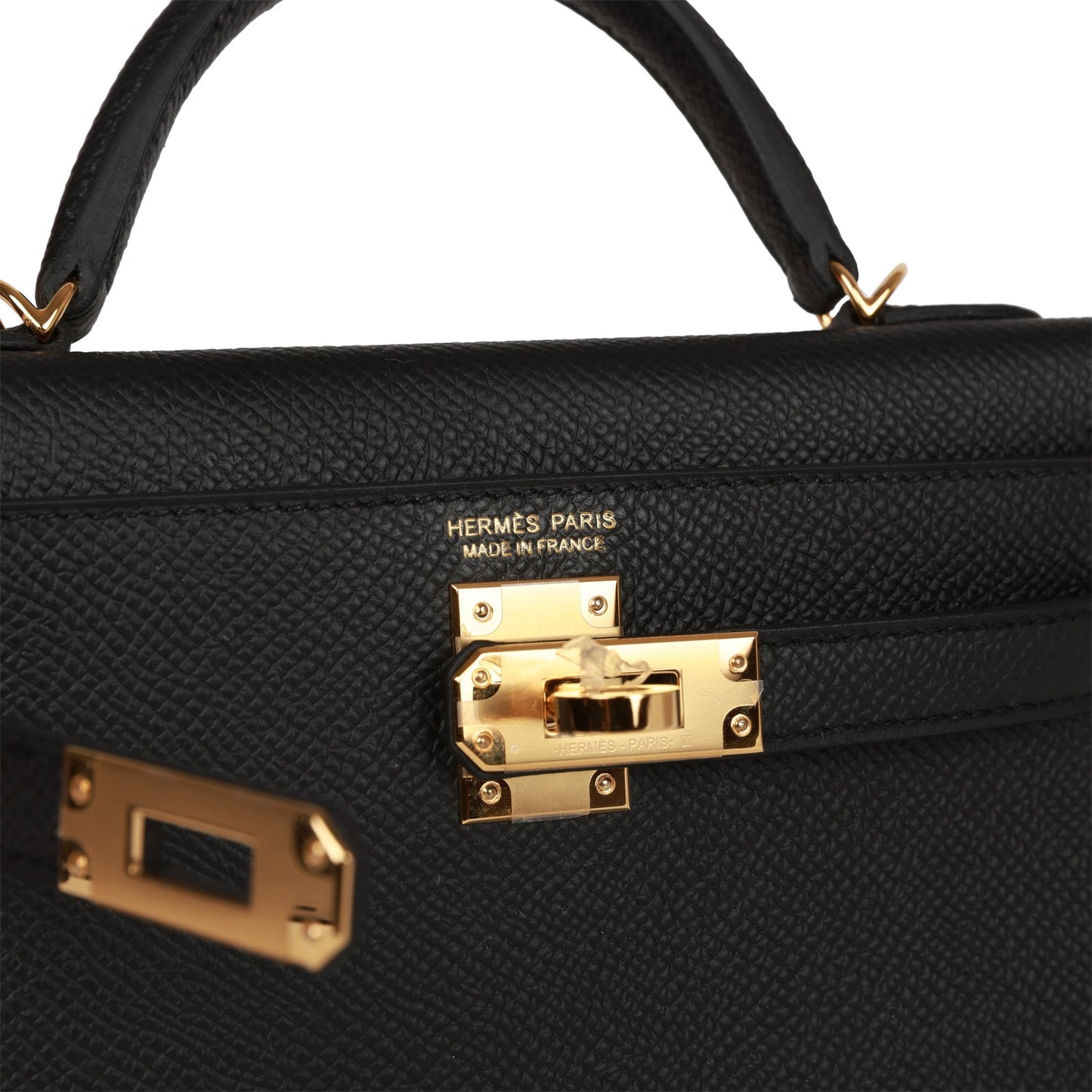 Hermes Kelly Sellier 20 Black Epsom Gold Hardware