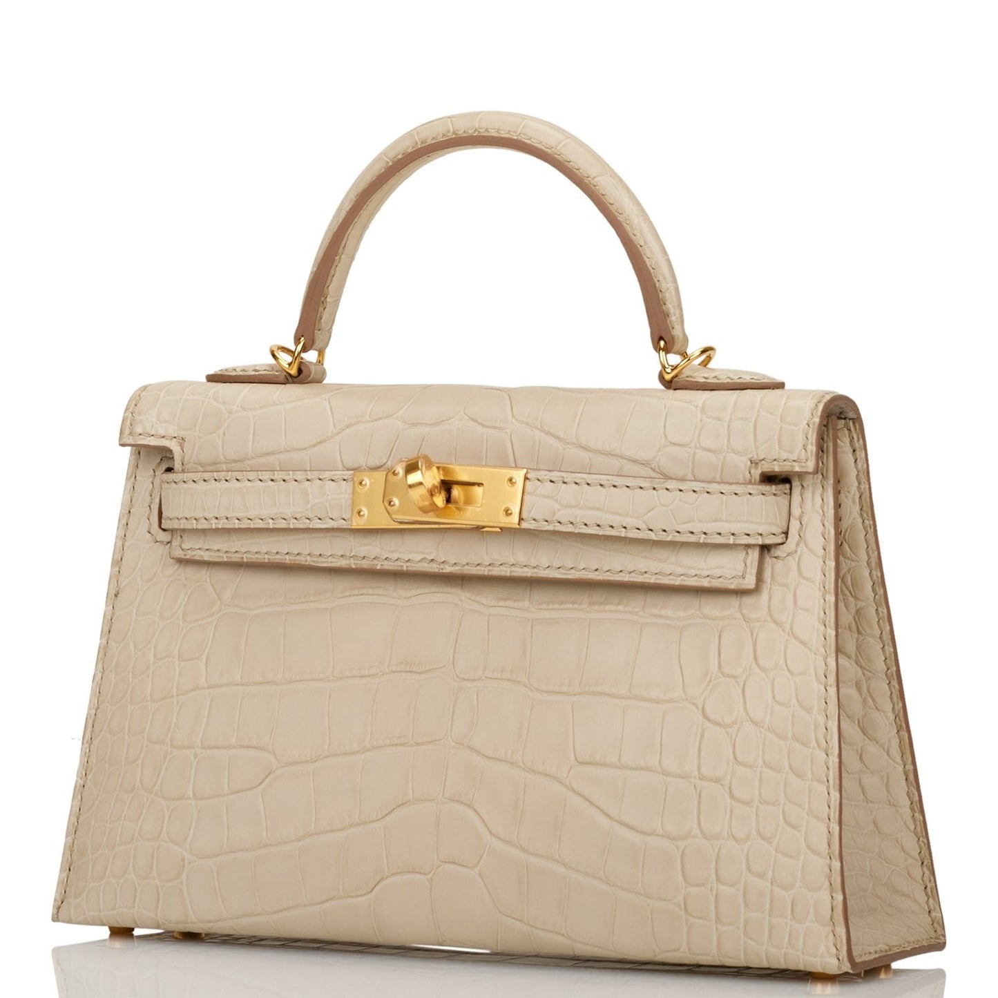 Hermes Kelly Sellier 20cm Beton Matte Alligator Gold Hardware