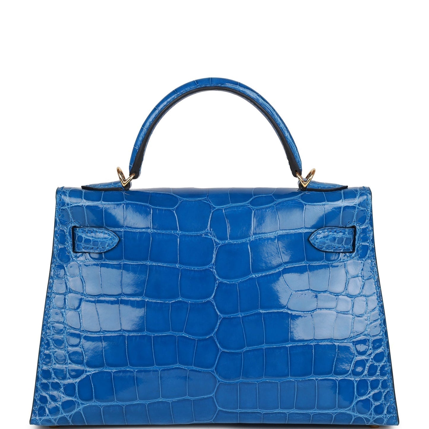 Hermes Kelly Sellier 20 Bleu Zellige Shiny Alligator Gold Hardware