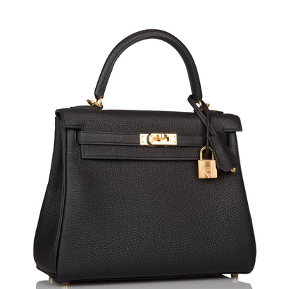 Hermes Kelly Retourne 25 Black Togo Gold Hardware