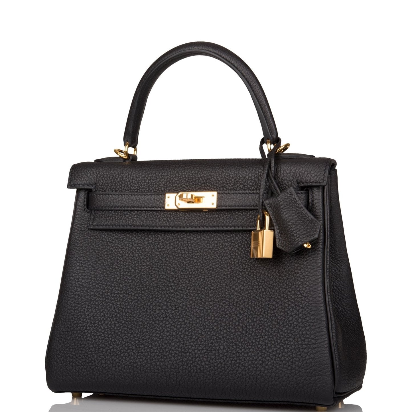 Hermes Kelly Retourne 25 Black Togo Gold Hardware