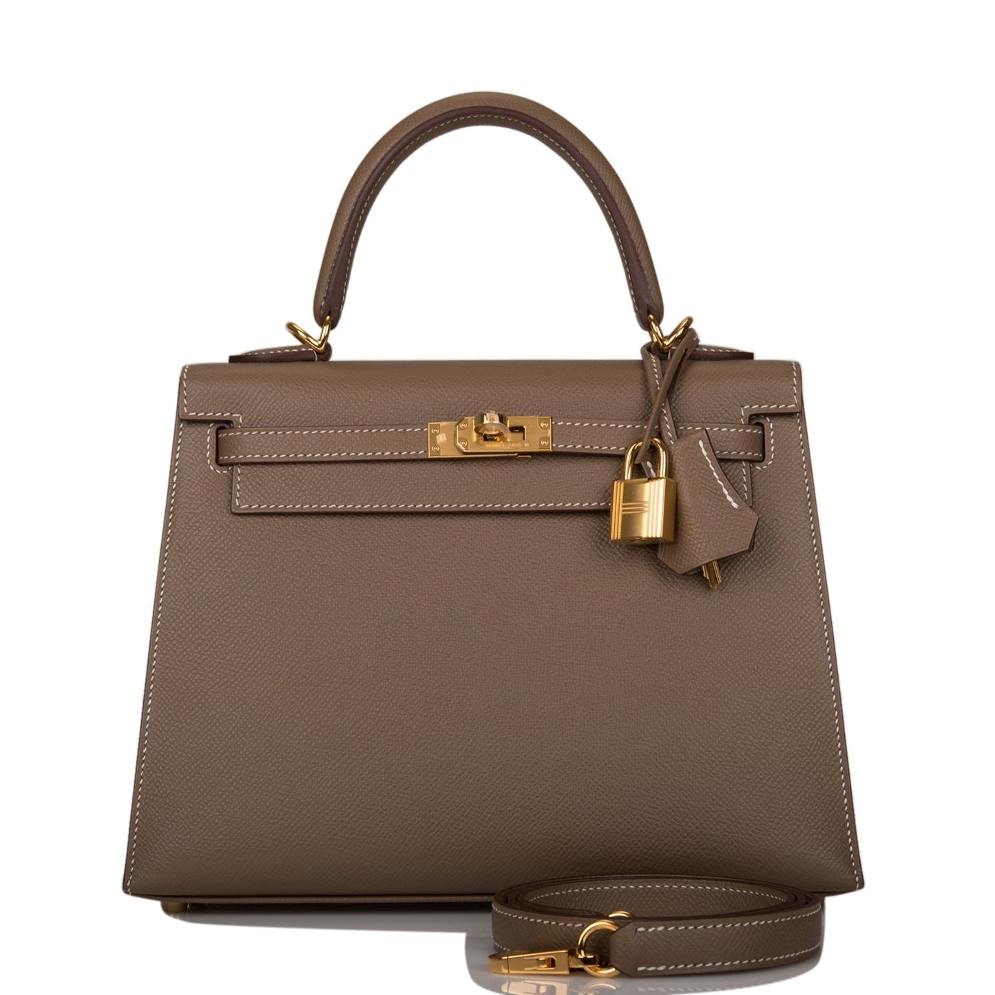 Hermes Kelly Sellier 25 Etoupe Epsom Gold Hardware