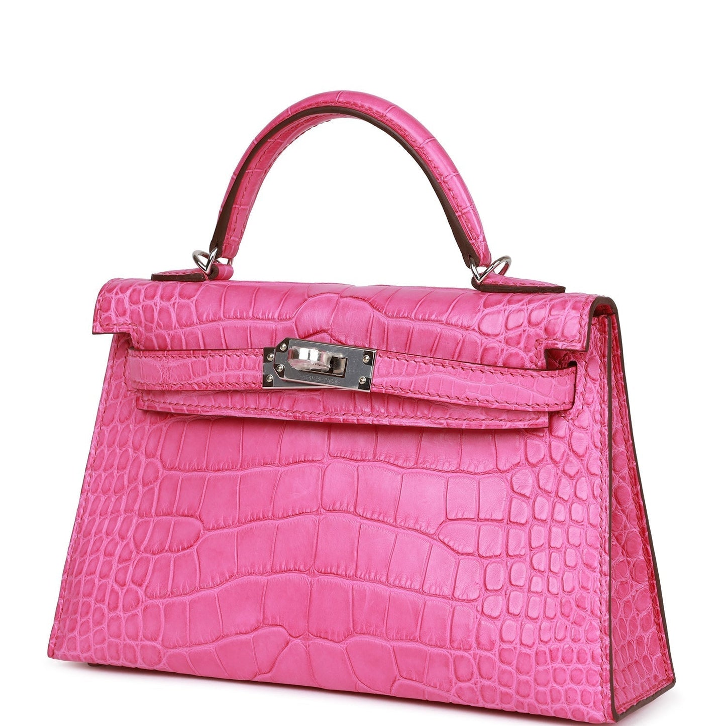 Hermes Kelly Sellier 20 Rose Shocking Matte Alligator Palladium Hardware