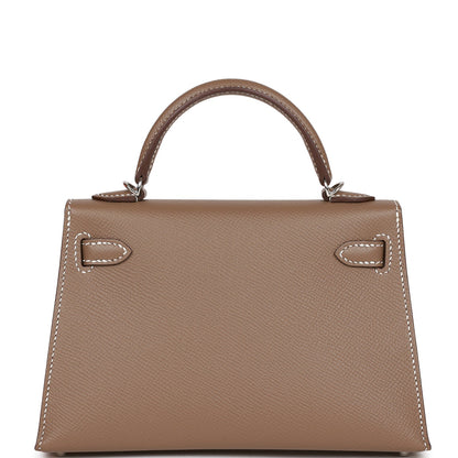 Hermes Kelly Sellier 20 Etoupe Epsom Palladium Hardware