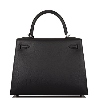 Hermes Kelly Sellier 25 Black Epsom Palladium Hardware