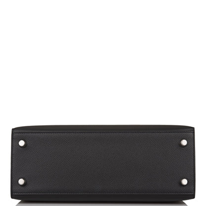 Hermes Kelly Sellier 25 Black Epsom Palladium Hardware