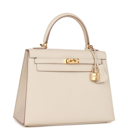 Hermes Kelly Sellier 25 Craie Epsom Gold Hardware