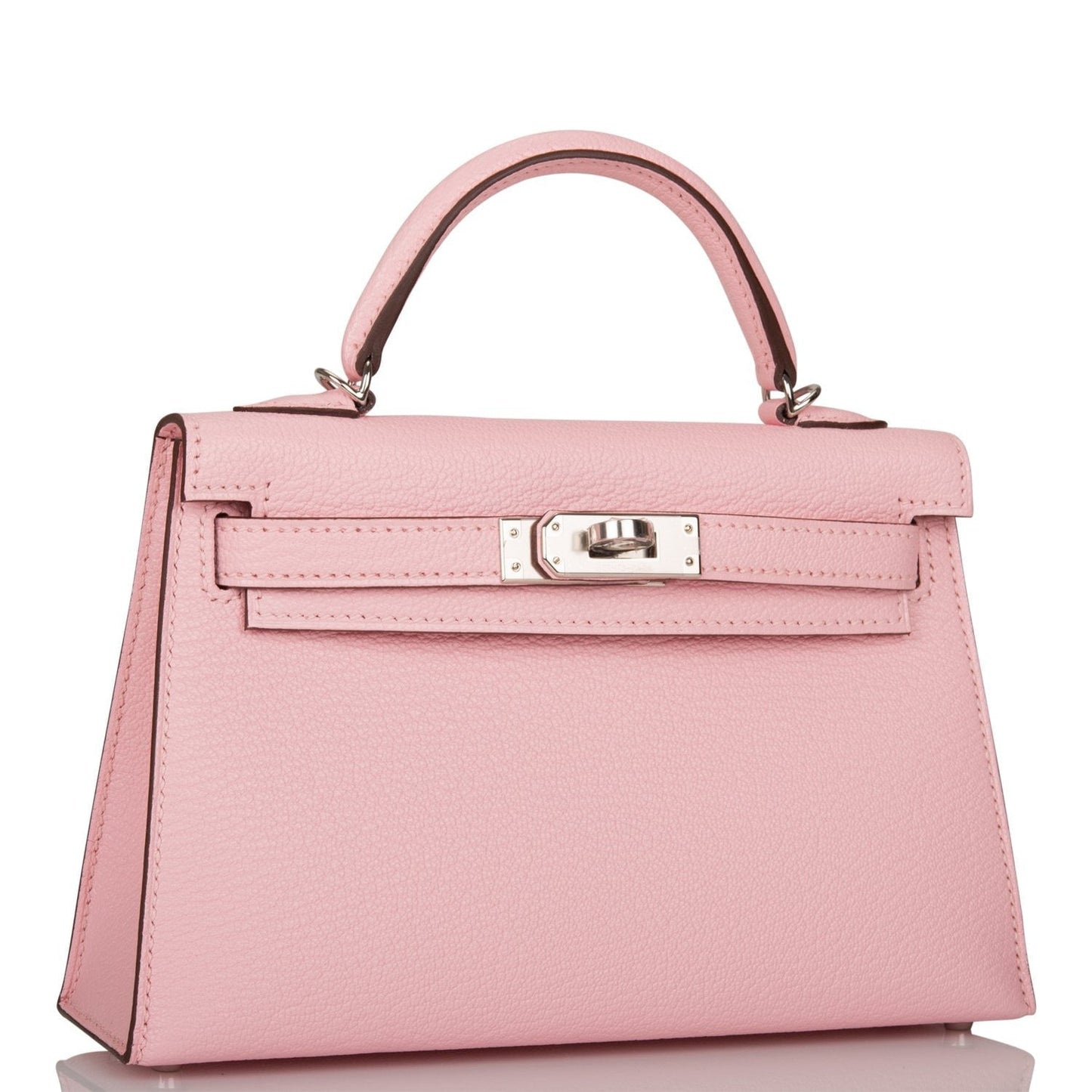 Hermes Kelly Sellier 20 Rose Sakura Chevre Palladium Hardware