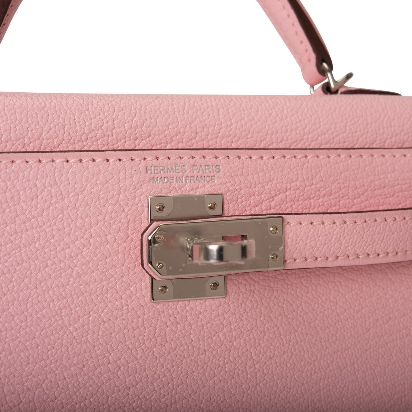 Hermes Kelly Sellier 20 Rose Sakura Chevre Palladium Hardware