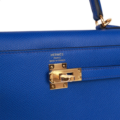 Hermes Kelly Sellier 25 Bleu Royal Epsom Gold Hardware