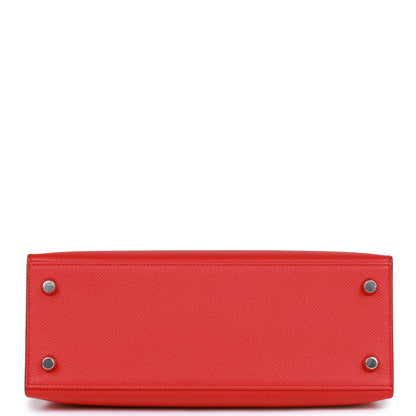 Hermes Kelly Sellier 25 Rouge de Coeur Verso Epsom Palladium Hardware