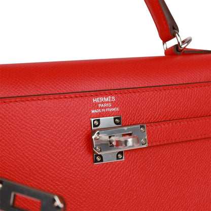 Hermes Kelly Sellier 25 Rouge de Coeur Verso Epsom Palladium Hardware