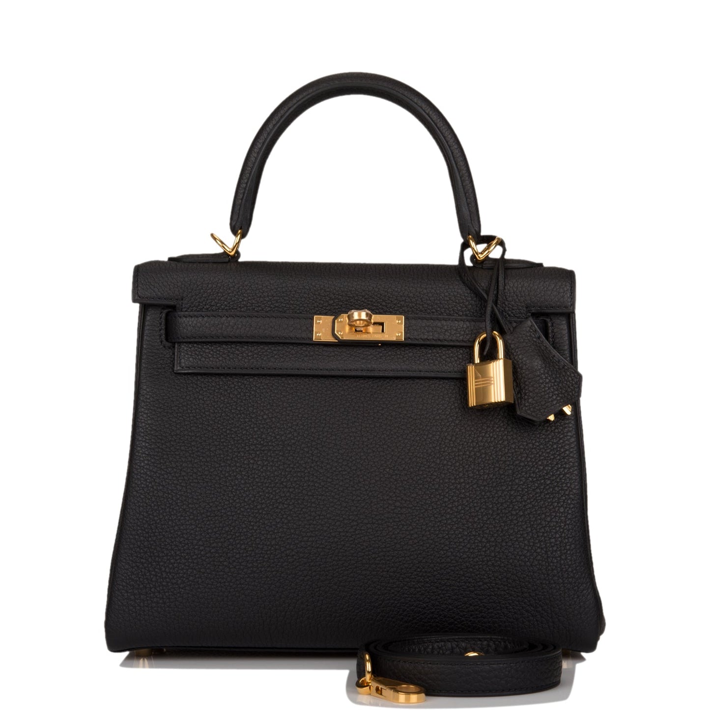 Hermes Kelly Retourne 25 Black Togo Gold Hardware