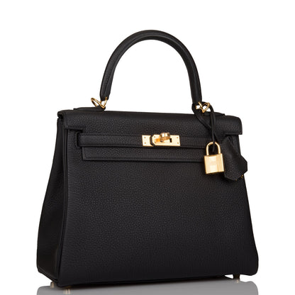 Hermes Kelly Retourne 25 Black Togo Gold Hardware