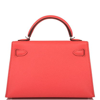 Hermes Kelly Sellier 20 Rose Texas Epsom Palladium Hardware