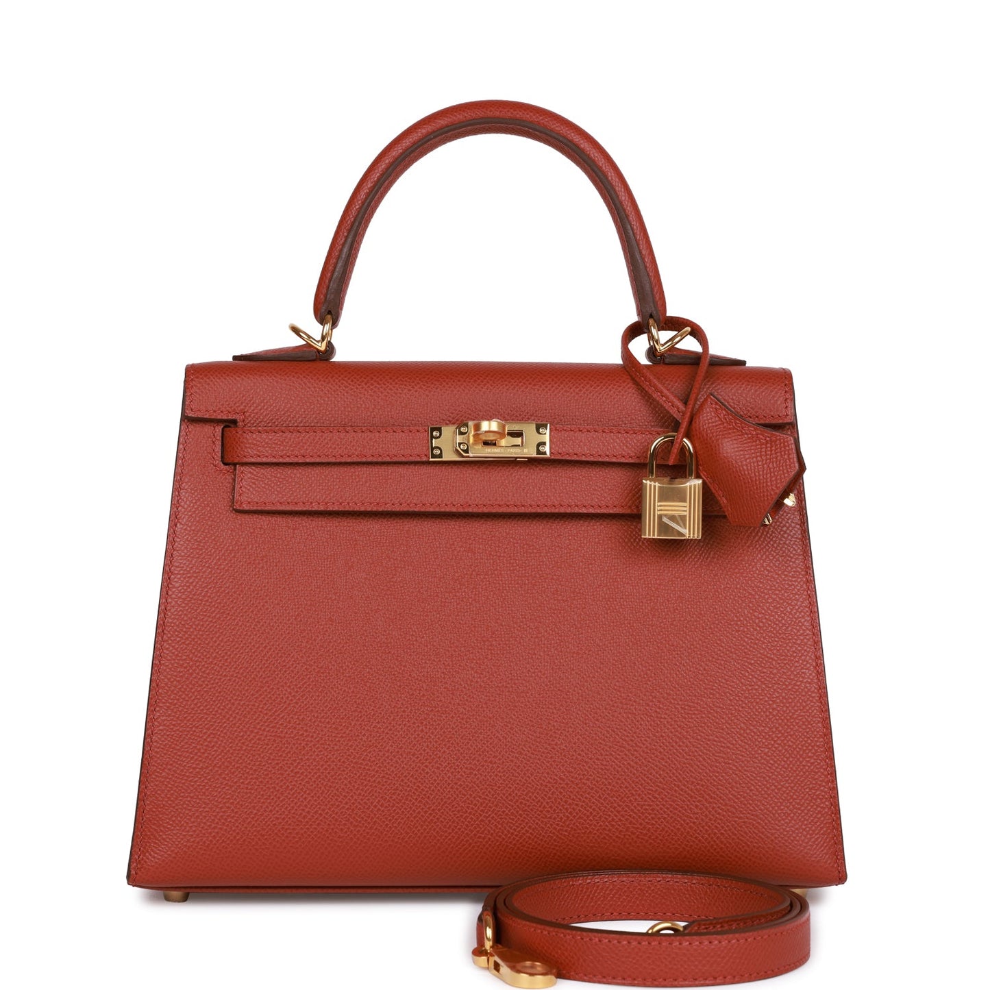 Hermes Kelly Sellier 25 Rouge Venetian Epsom Gold Hardware