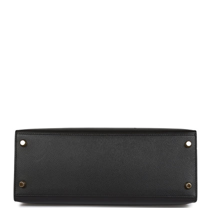 Hermes Kelly Sellier 28 Black Epsom Gold Hardware