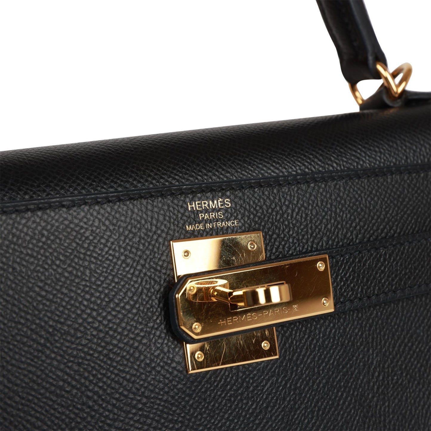 Hermes Kelly Sellier 28 Black Epsom Gold Hardware