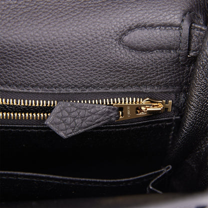 Hermes Kelly Retourne 25 Black Togo Gold Hardware