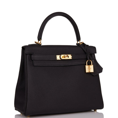 Hermes Kelly Retourne 25 Black Togo Gold Hardware