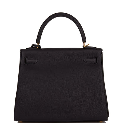 Hermes Kelly Retourne 25 Black Togo Gold Hardware