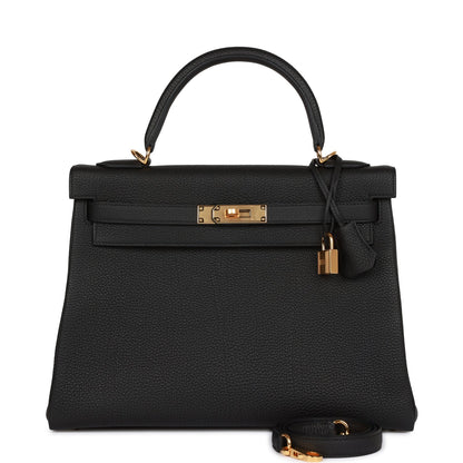 Hermes Kelly Retourne 32 Black Togo Gold Hardware