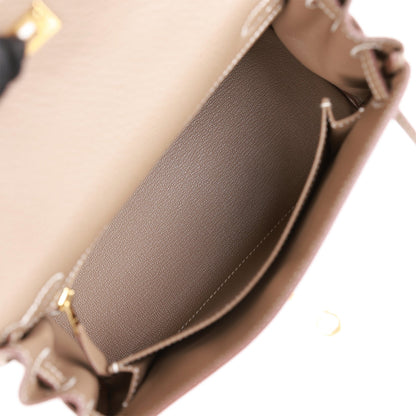 Hermes Kelly Retourne 25 Etoupe Togo Gold Hardware