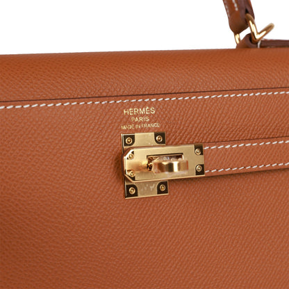 Hermes Kelly Sellier 25 Gold Epsom Gold Hardware