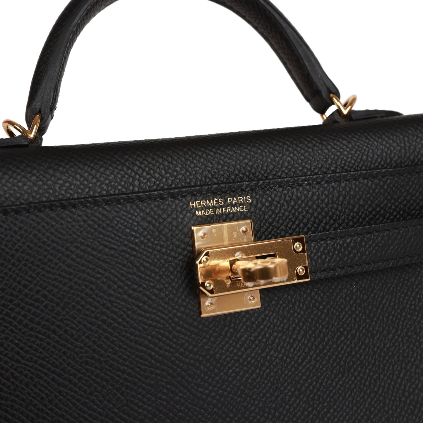 Hermes Kelly Sellier 20 Black Epsom Gold Hardware