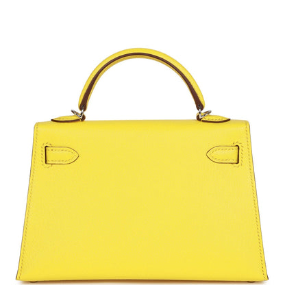 Hermes Kelly Sellier 20 Jaune Citron Chèvre Palladium Hardware