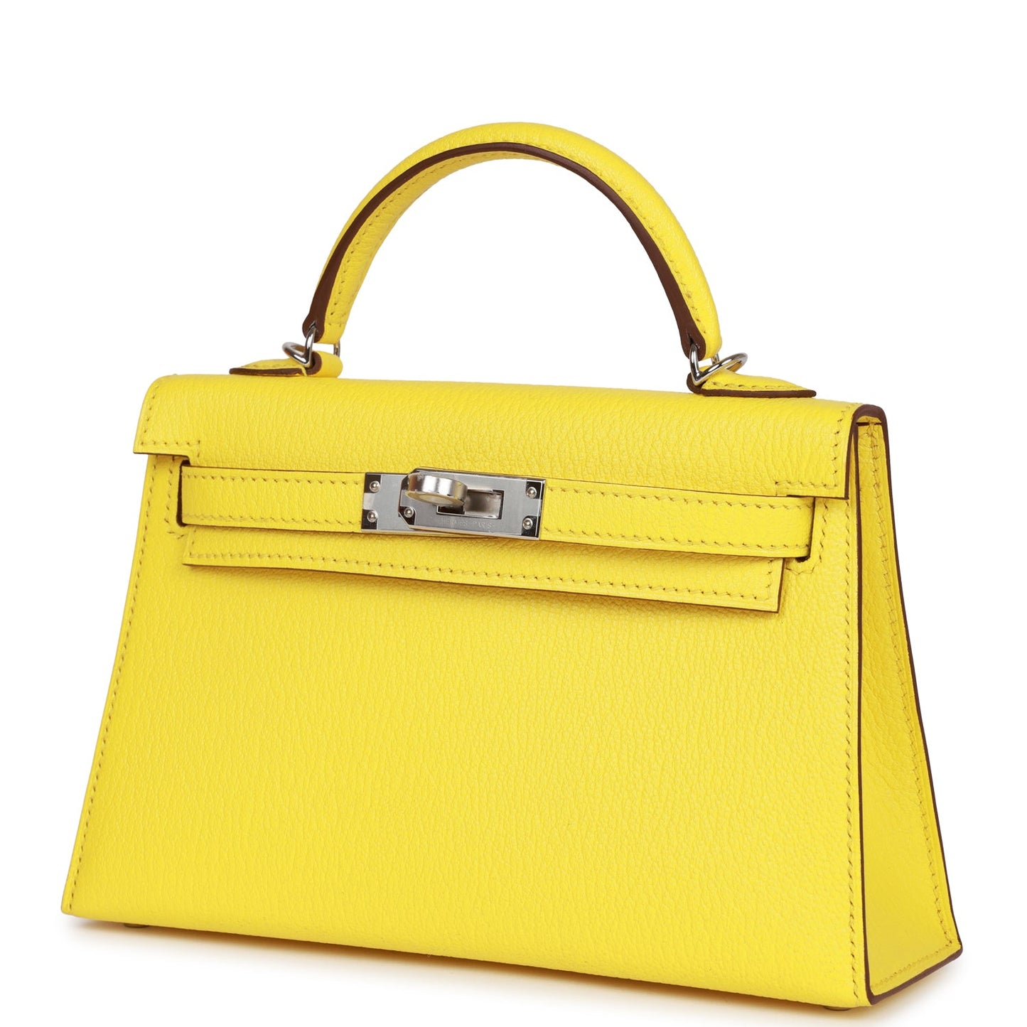 Hermes Kelly Sellier 20 Jaune Citron Chèvre Palladium Hardware