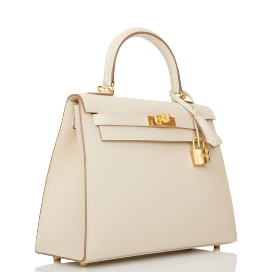 Hermes Kelly Sellier 25 Craie Epsom Gold Hardware