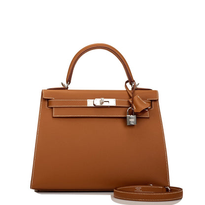 Hermes Kelly Sellier 28 Gold Epsom Palladium Hardware