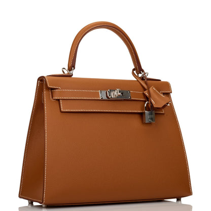 Hermes Kelly Sellier 28 Gold Epsom Palladium Hardware