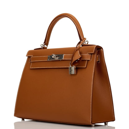 Hermes Kelly Sellier 28 Gold Epsom Palladium Hardware