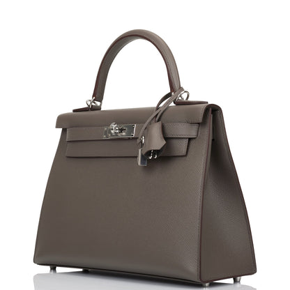 Hermes Kelly Sellier 28 Etain Epsom Palladium Hardware