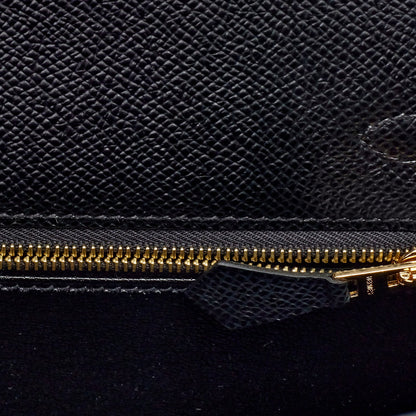 Hermes Kelly Sellier 25 Black Epsom Gold Hardware