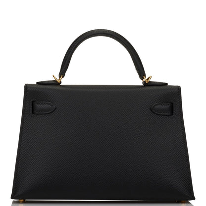 Hermes Kelly Sellier 20cm Black Epsom Gold Hardware