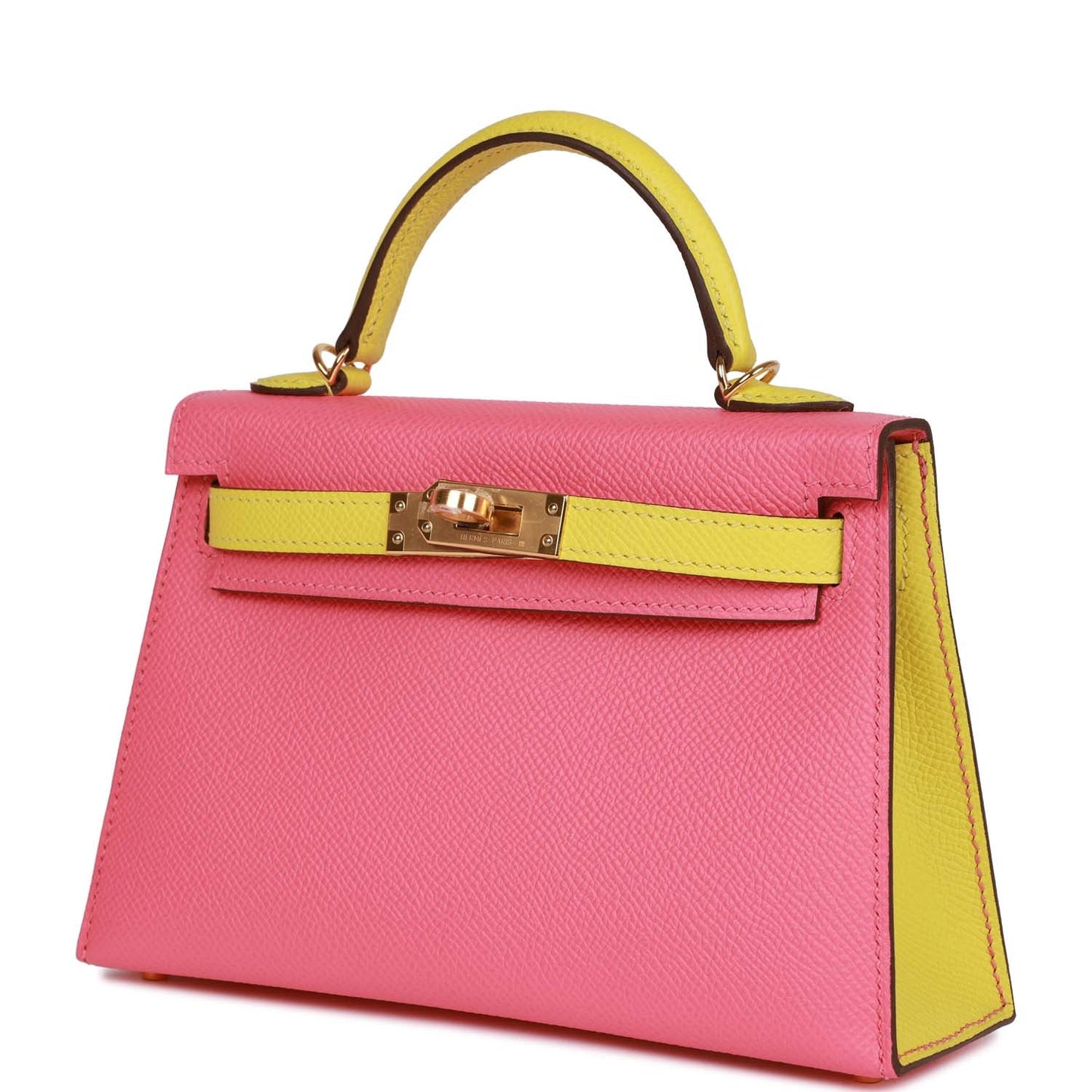 Hermes Special Order (HSS) Kelly Sellier 20 Rose Azalee and Lime Epsom Gold Hardware