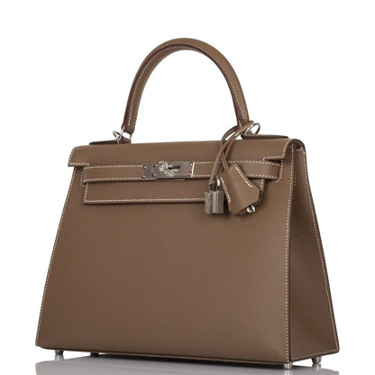 Hermes Kelly Sellier 28 Etoupe Epsom Palladium Hardware